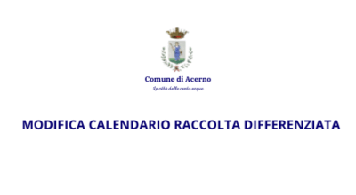 MODIFICA CALENDARIO RACCOLTA DIFFERENZIATA 1° MAGGIO