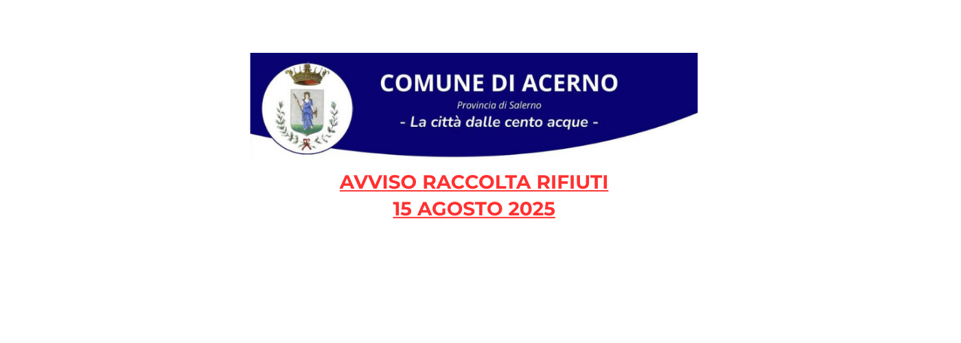 MODIFICA CALENDARIO RACCOLTA DIFFERENZIATA 15 AGOSTO