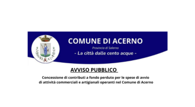 CONCESSIONE DI CONTRIBUTI A FONDO PERDUTO PER LE SPESE DI AVVIO DI ATTIVITÀ COMMERCIALI E ARTIGIANALI OPERANTI  NEL COMUNE DI ACERNO