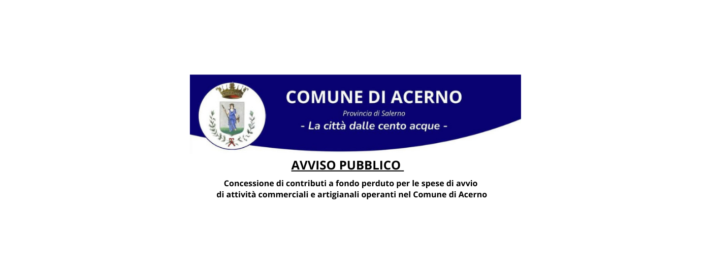 CONCESSIONE DI CONTRIBUTI A FONDO PERDUTO PER LE SPESE DI AVVIO DI ATTIVITÀ COMMERCIALI E ARTIGIANALI OPERANTI  NEL COMUNE DI ACERNO